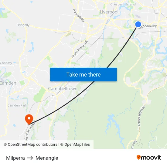 Milperra to Menangle map
