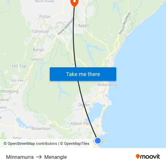 Minnamurra to Menangle map