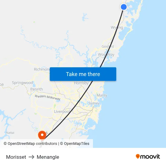 Morisset to Menangle map