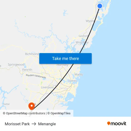 Morisset Park to Menangle map