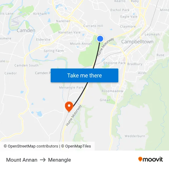Mount Annan to Menangle map