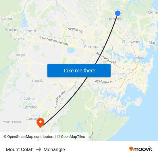 Mount Colah to Menangle map