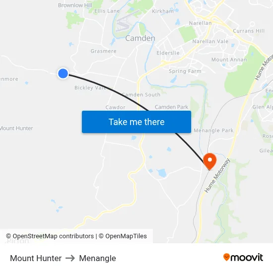 Mount Hunter to Menangle map