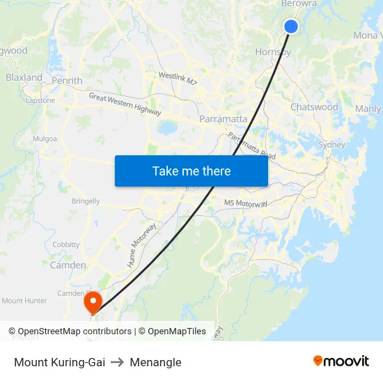 Mount Kuring-Gai to Menangle map
