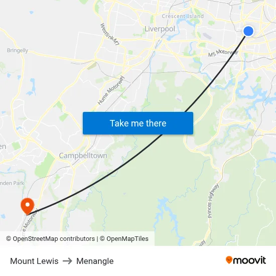 Mount Lewis to Menangle map