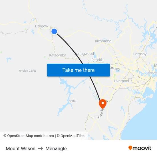 Mount Wilson to Menangle map