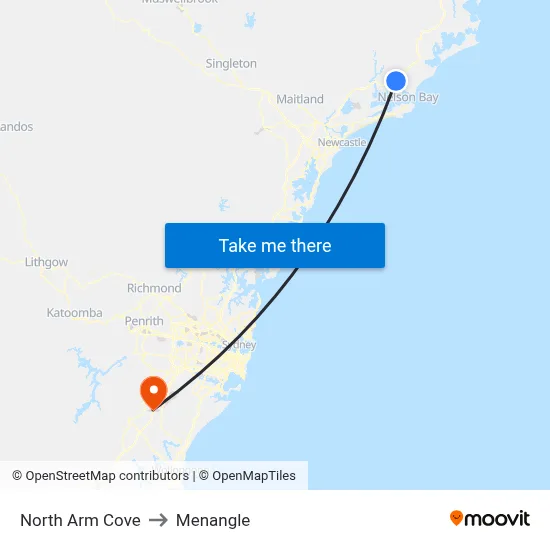 North Arm Cove to Menangle map