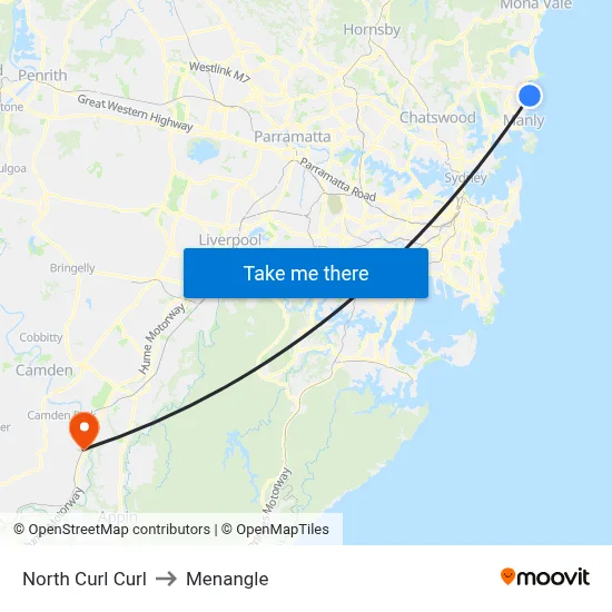 North Curl Curl to Menangle map