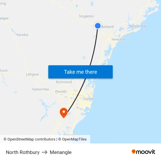 North Rothbury to Menangle map