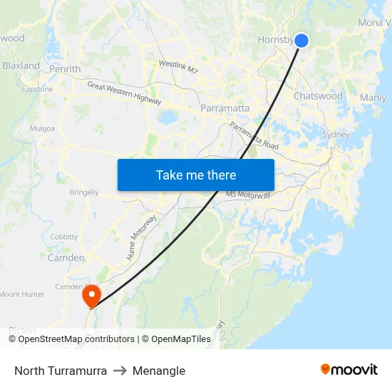 North Turramurra to Menangle map