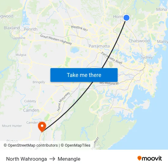 North Wahroonga to Menangle map