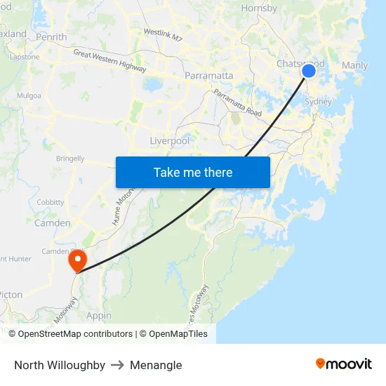 North Willoughby to Menangle map