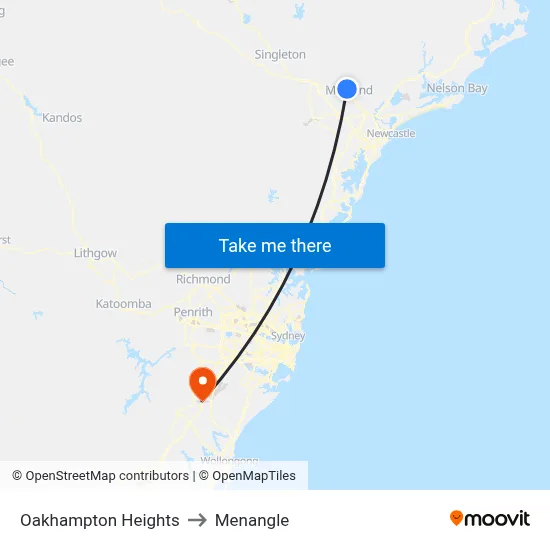 Oakhampton Heights to Menangle map