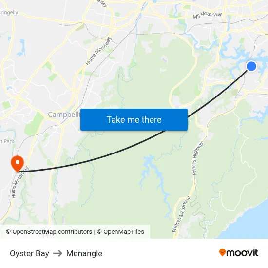 Oyster Bay to Menangle map