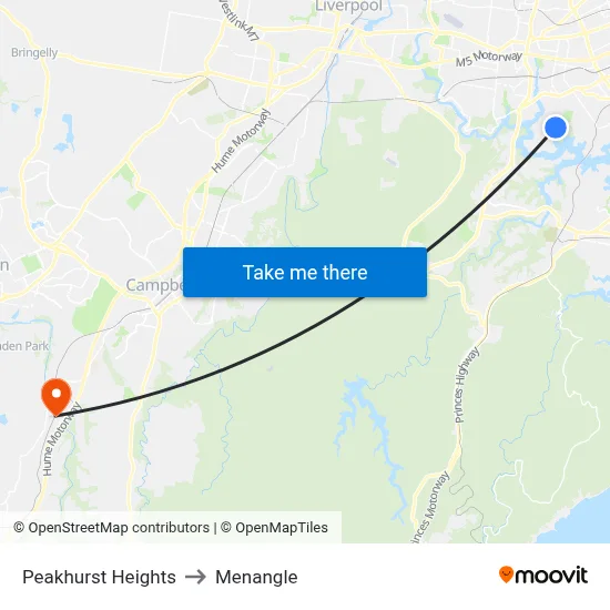 Peakhurst Heights to Menangle map
