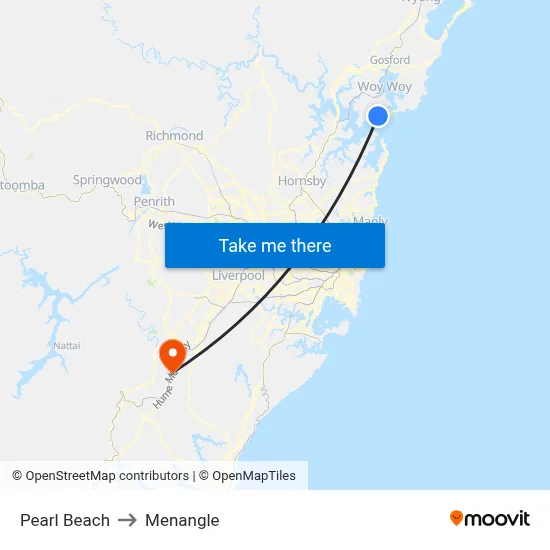 Pearl Beach to Menangle map