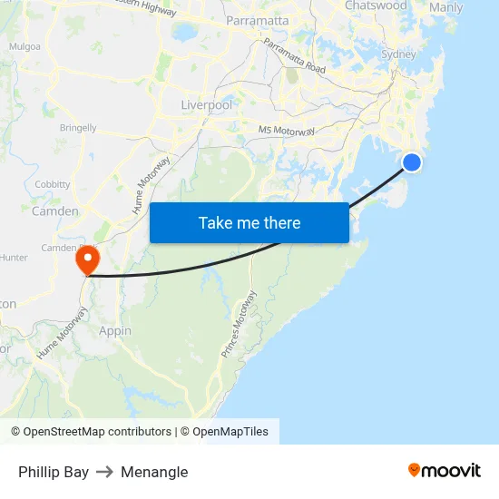 Phillip Bay to Menangle map