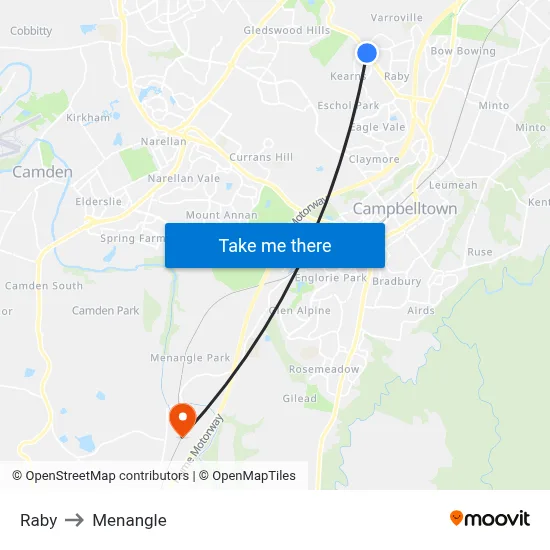 Raby to Menangle map