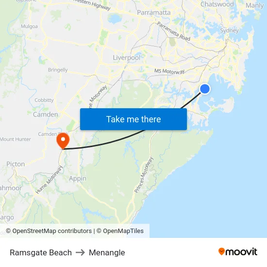 Ramsgate Beach to Menangle map