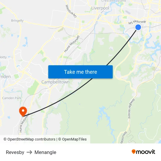 Revesby to Menangle map