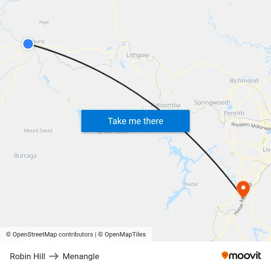 Robin Hill to Menangle map