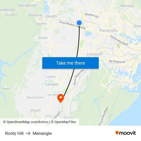 Rooty Hill to Menangle map