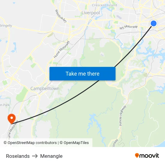 Roselands to Menangle map