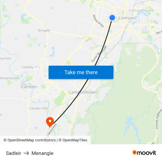Sadleir to Menangle map