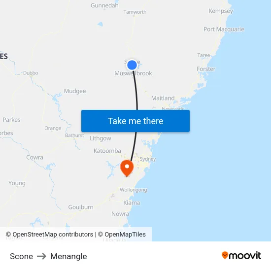 Scone to Menangle map