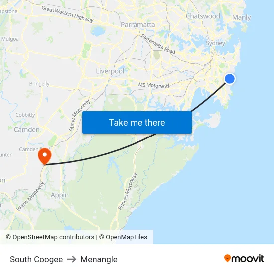 South Coogee to Menangle map