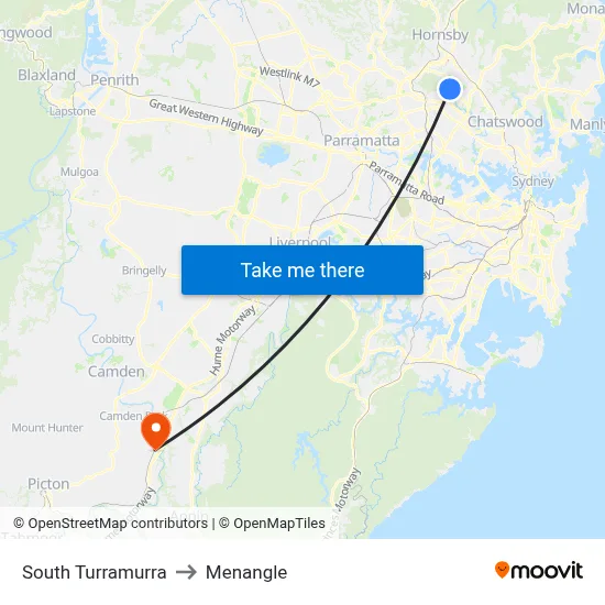 South Turramurra to Menangle map