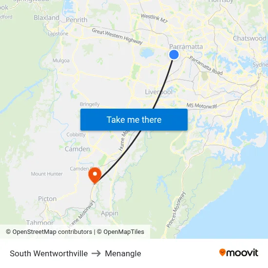 South Wentworthville to Menangle map