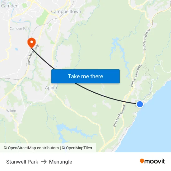 Stanwell Park to Menangle map