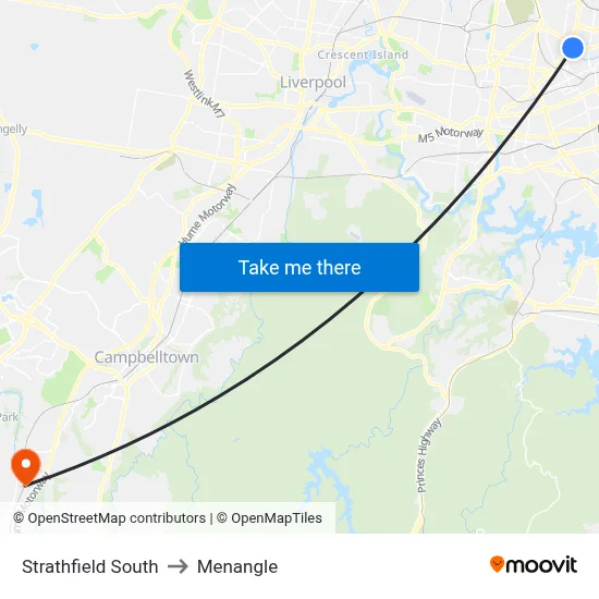 Strathfield South to Menangle map