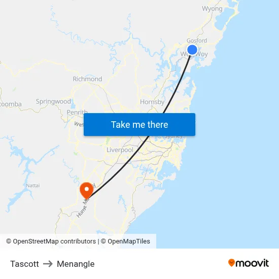 Tascott to Menangle map