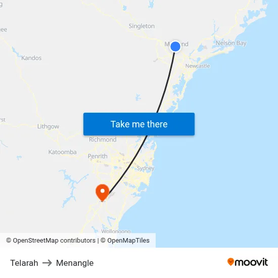 Telarah to Menangle map