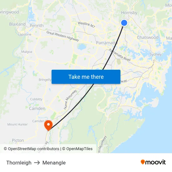 Thornleigh to Menangle map