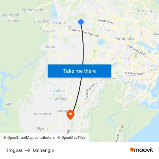 Tregear to Menangle map