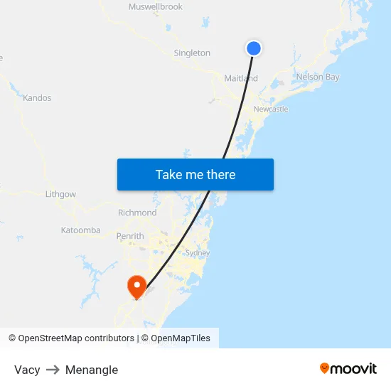 Vacy to Menangle map