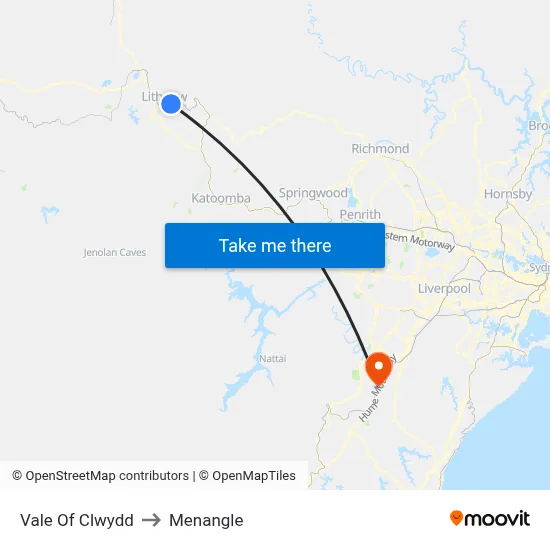 Vale Of Clwydd to Menangle map