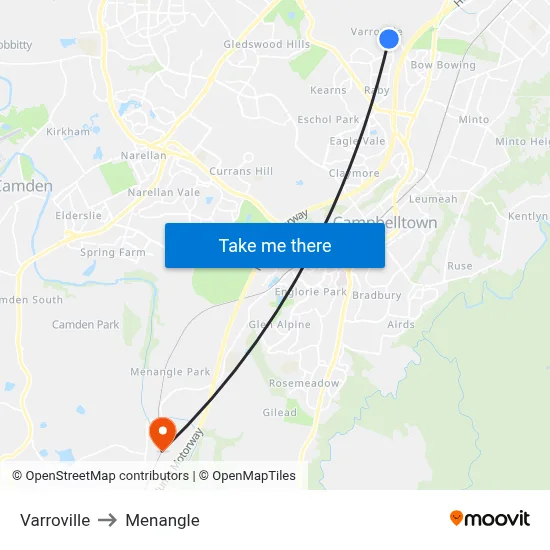 Varroville to Menangle map