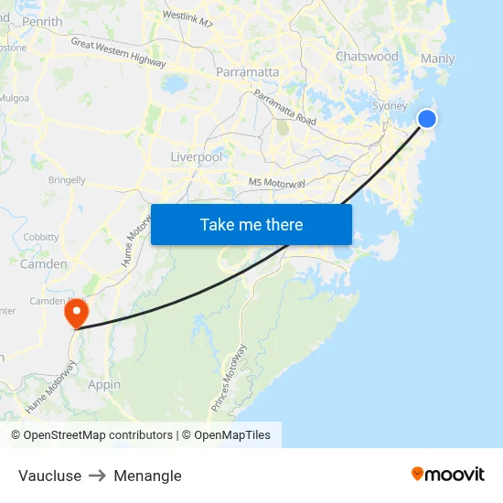 Vaucluse to Menangle map
