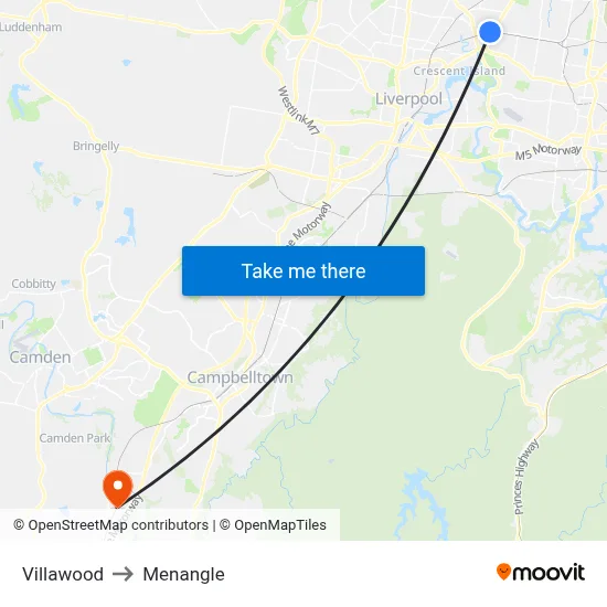 Villawood to Menangle map