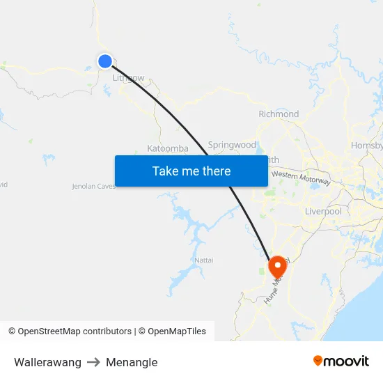Wallerawang to Menangle map
