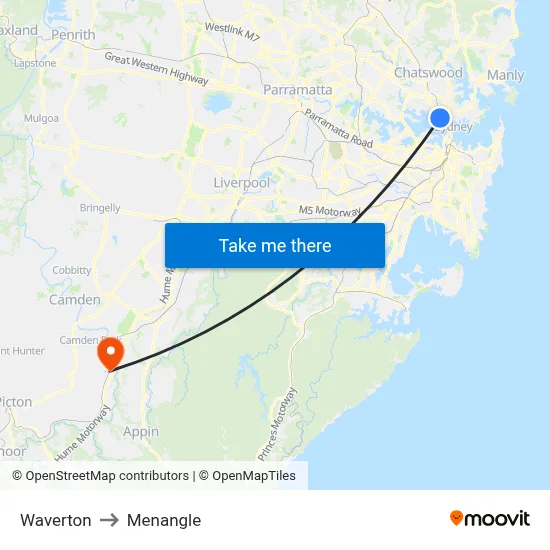 Waverton to Menangle map