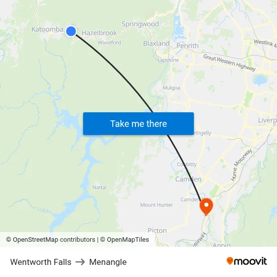 Wentworth Falls to Menangle map