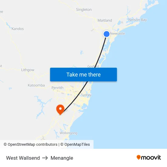 West Wallsend to Menangle map