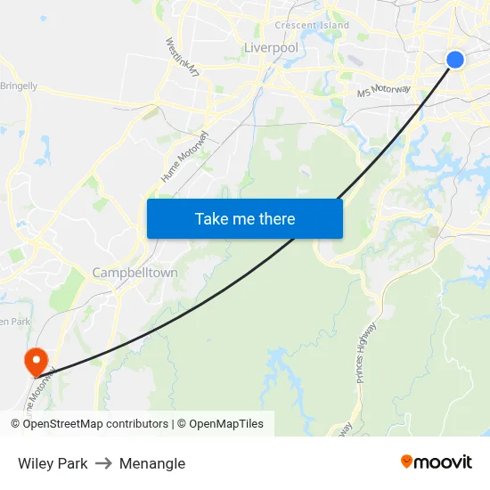 Wiley Park to Menangle map