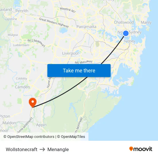 Wollstonecraft to Menangle map