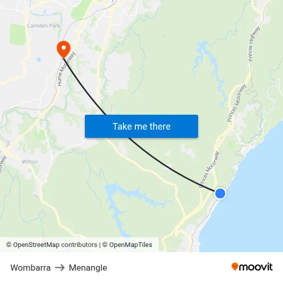 Wombarra to Menangle map